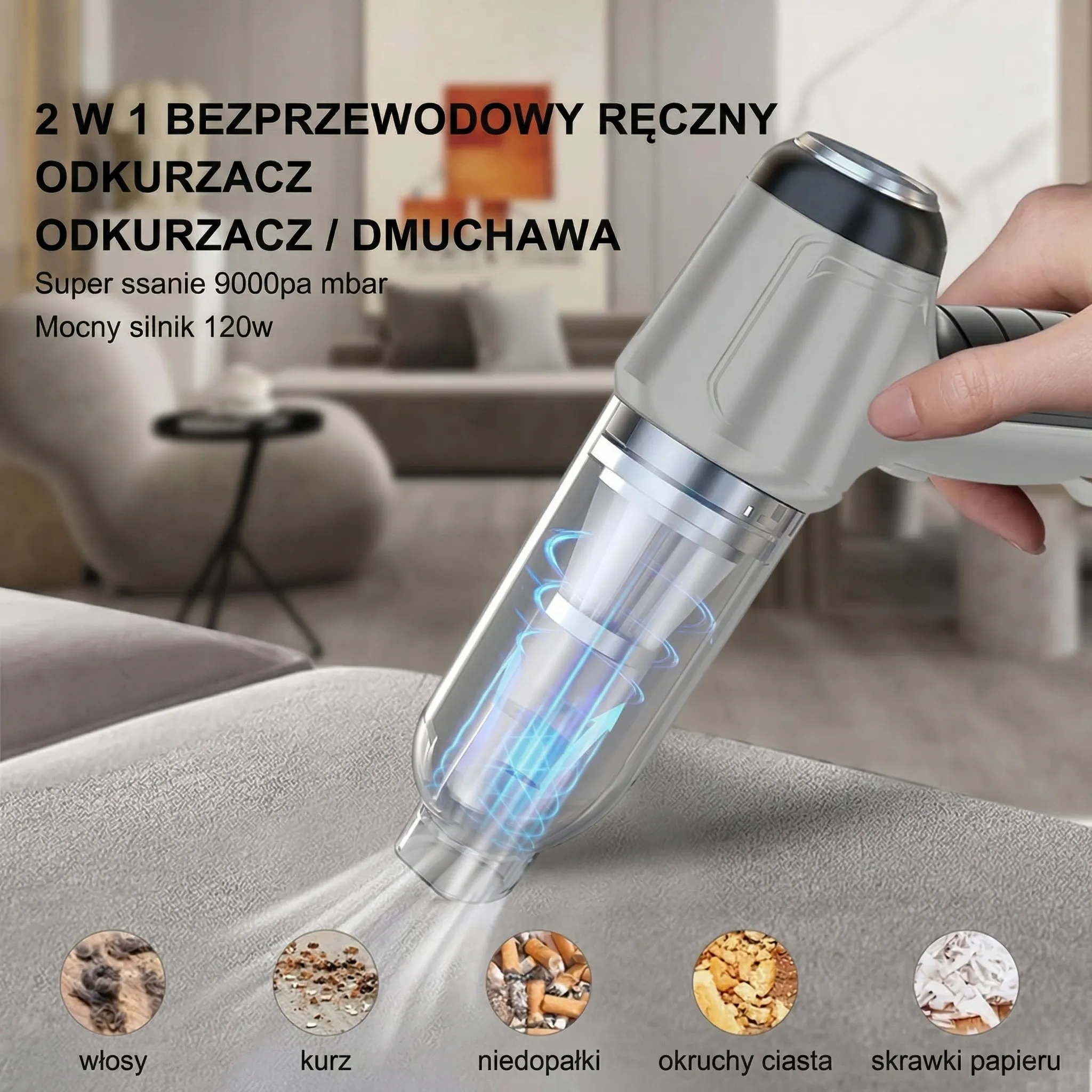 Bezworkowy odkurzacz samochodowy bezprzewodowy