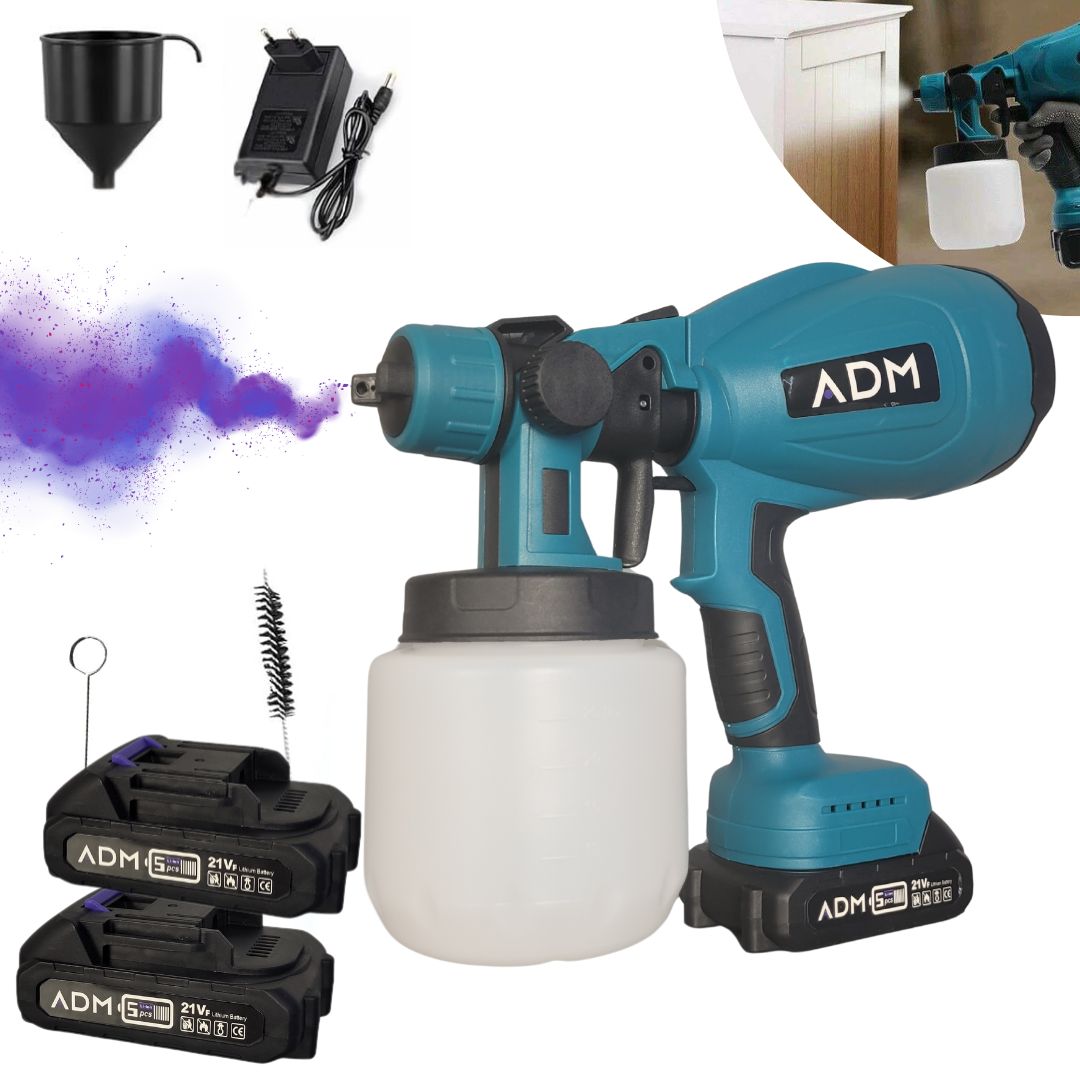 BEZPRZEWODOWY PISTOLET MALARSKI ADM 21V Z 2 AKUMULATORAMI LITOWYMI