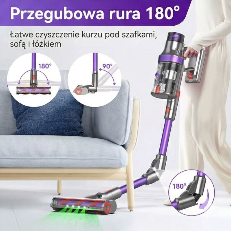 BEZPRZEWODOWY ODKURZACZ PIONOWY ADM ZE SKŁADANĄ RURĄ