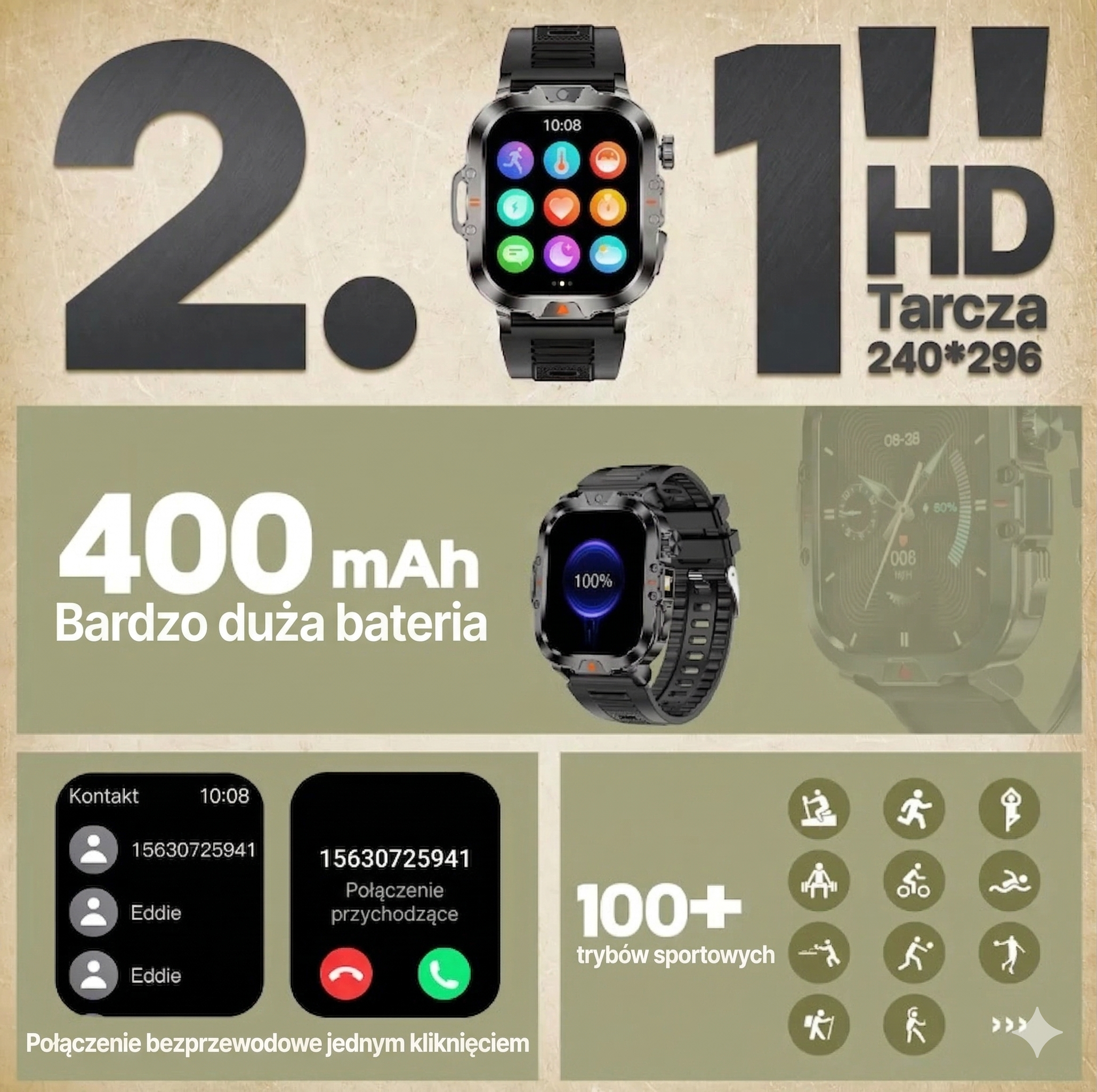 ZEGAREK SMARTWATCH V17 PRO, BLUETOOTH 5.2 IP67 TĘTNO LATARKA