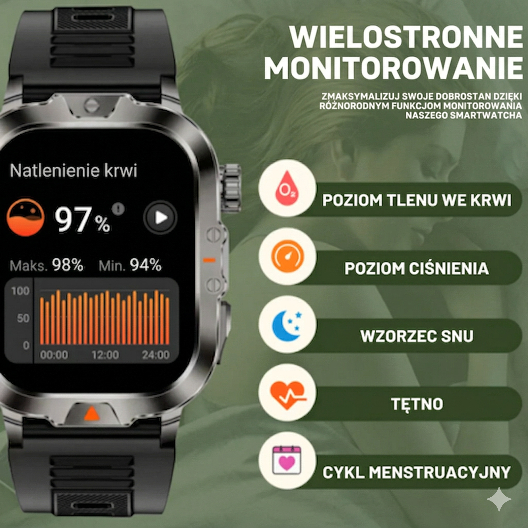 ZEGAREK SMARTWATCH V17 PRO, BLUETOOTH 5.2 IP67 TĘTNO LATARKA