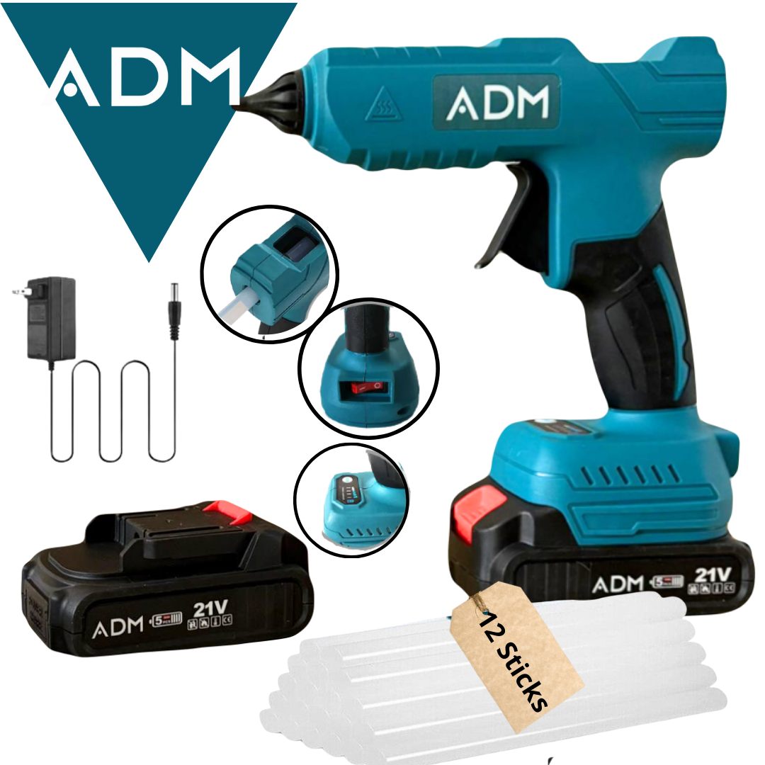 ADM BEZPRZEWODOWY PISTOLET DO KLEJU NA GORĄCO 21V + 1 AKUMULATOR 21V