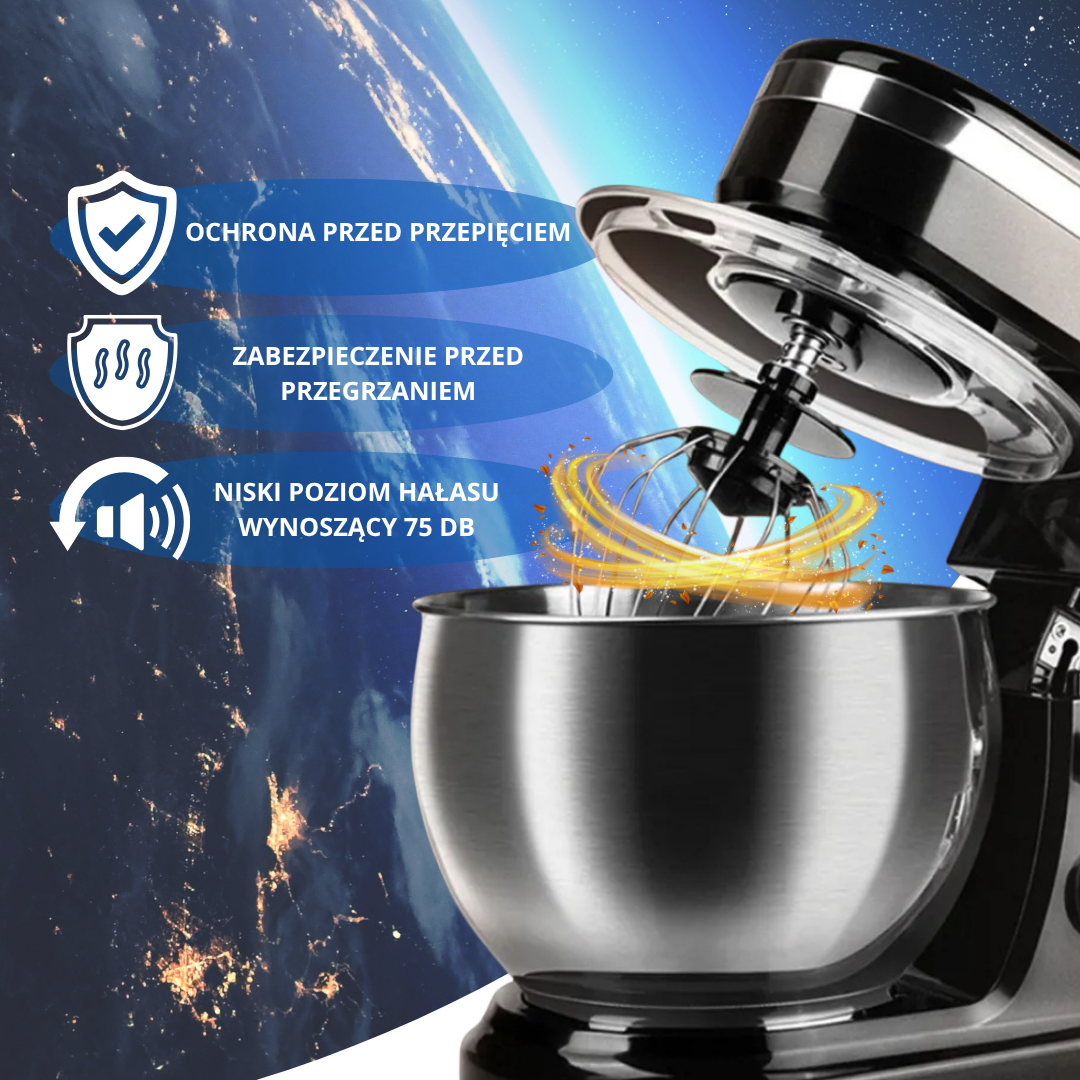 MIKSER KUCHENNY PLANETARNY ADM 700W, MISA 3L STAL, +3 KOŃCÓWKI