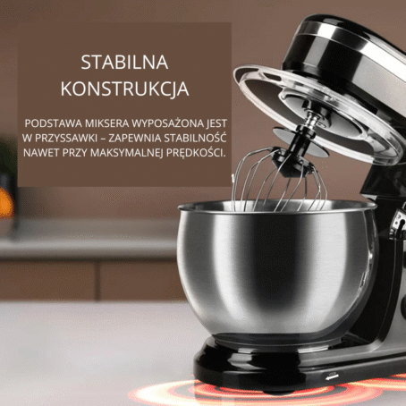 MIKSER KUCHENNY PLANETARNY ADM 700W, MISA 3L STAL, +3 KOŃCÓWKI