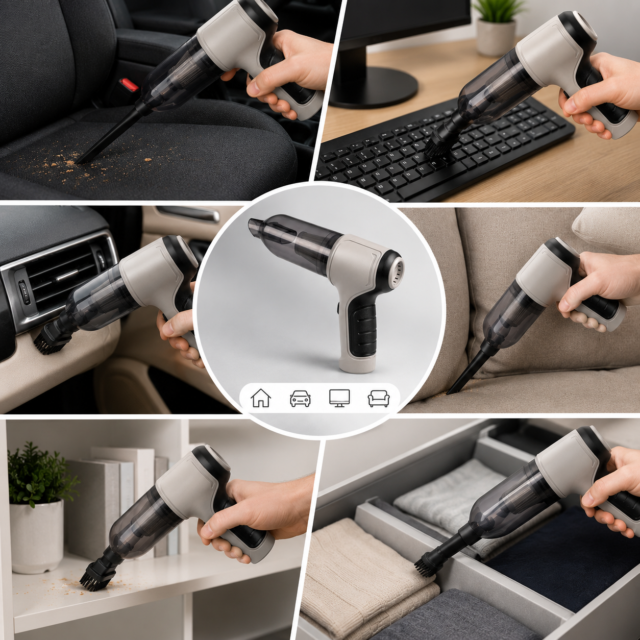 ADM Odkurzacz Samochodowy Bezprzewodowy 4w1 z Dmuchawą USB