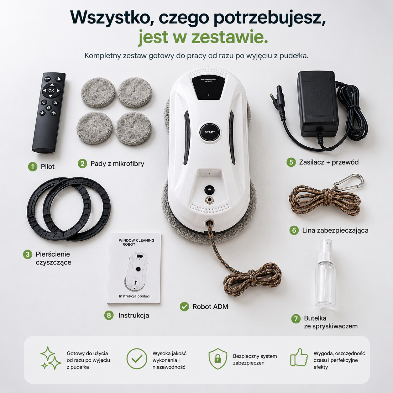 Robot do Mycia Okien ADM 2800 Pa – Czyste Okna Bez Wysiłku